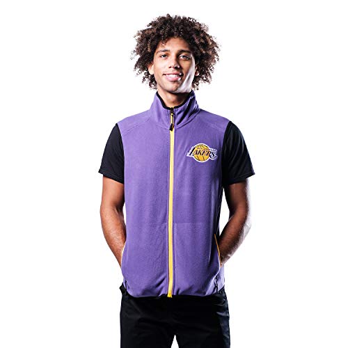 Ultra Game NBA Los Angeles Lakers Mens Basic Full Zip Vest, Team Color, Large