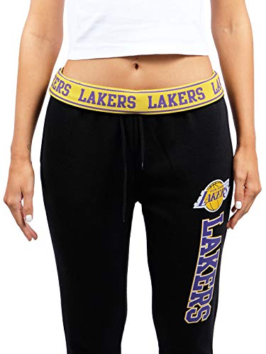 Ultra Game NBA Los Angeles Lakers Womens Jogger Pants Active Basic Fleece Sweatpants , Black, Small