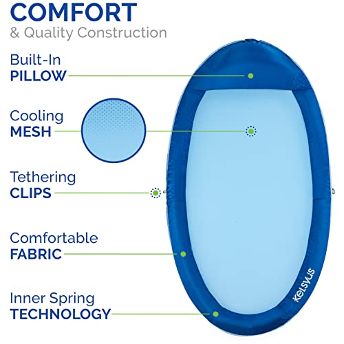 Kelsyus Premium Floating Hammock Portable Recliner Chair with Fast Inflation, Inflatable Lake and Pool Float for Adults with Headrest, Amazon Exclusive