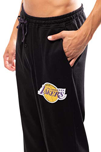 Ultra Game NBA Los Angeles Lakers Mens 2 Piece Super Soft Tee Shirt and Lounge Pants Set, Black, Large