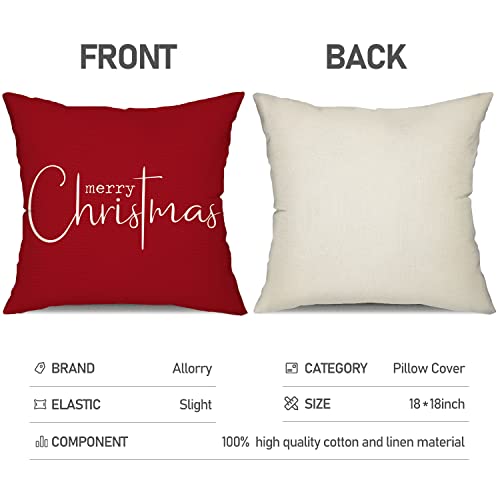 Allorry Christmas Pillow Covers Merry Christmas Throw Pillow Decorative Beige Cotton Cloth Linen Cloth Pillow Cover Sofa Cover Decorative Rectangle Length 18X18 inches