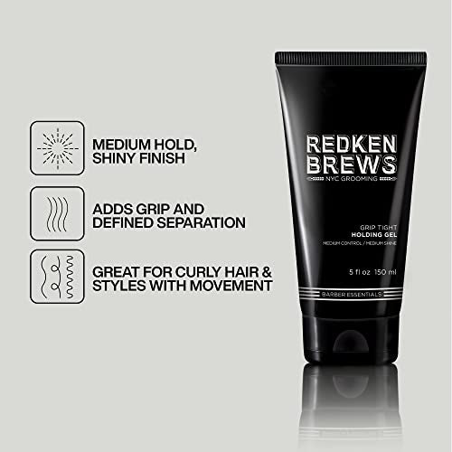 Redken Brews Holding Gel For Men, Medium Hold, Medium Shine, Flake-Free, Hair Gel 5 fl. oz