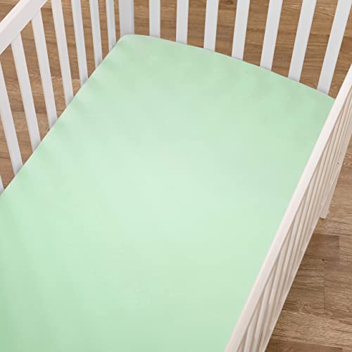 American Baby Company 100% Natural Cotton Value Jersey Knit Fitted Portable/Mini-Crib Sheet, Mint, 24' x 38' x 5', Soft Breathable, for Boys and Girls, Pack of 3