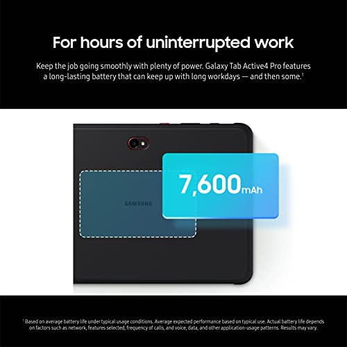 SAMSUNG Galaxy TabActive4 Pro 10.1” 64GB Wi-Fi Android Work Tablet, LTE Unlocked, 4GB RAM, Rugged Design, Sensitive Touchscreen, Long-Battery Life-for Workers, SM-T630UZKAN20, Black