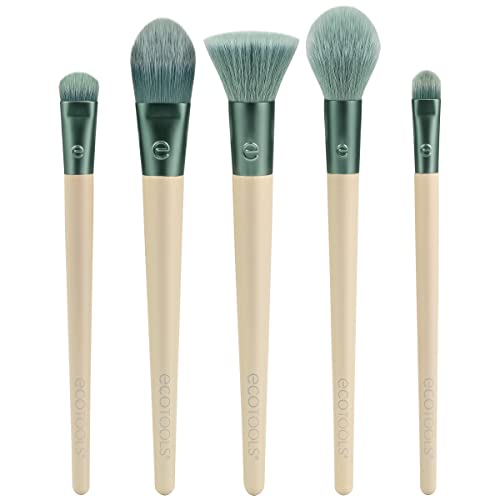 EcoTools Elements Super-Natural Face Makeup Brush Kit, For Foundation, Bronzer, Blush, and Eye Makeup, Works Best With Liquid, Cream, and Powder Products, Limited Edition, 5 Piece Set