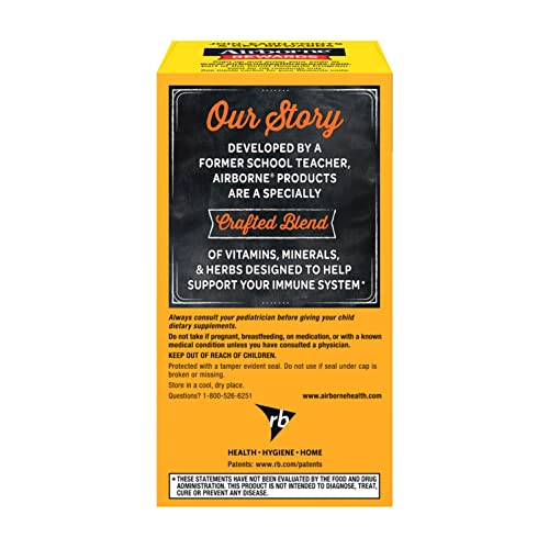 Airborne 1000mg Vitamin C Chewable Tablets with Zinc, Immune Support Supplement with Powerful Antioxidants Vitamins A C and E - 96 Chewable Tablets, Very Berry Flavor