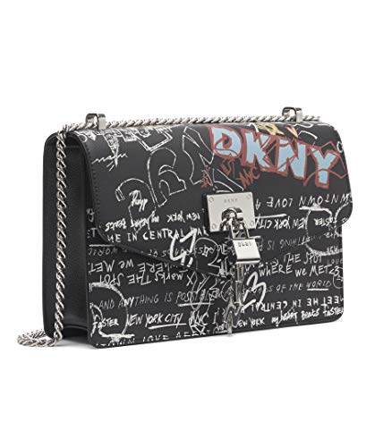 DKNY womens Dkny Elissa Lg Shoulder Bag, Black Graffiti, One Size US