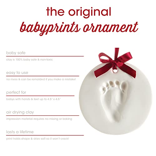 Pearhead Babyprints Baby's First Handprint or Footprint Ornament Kit, Easy No-Bake DIY, Christmas Baby Gift, 50010
