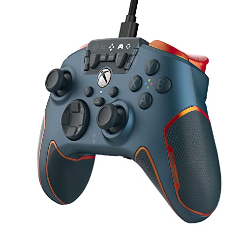 Turtle Beach Recon Cloud Wired Gaming Controller with Bluetooth for Xbox Series X|S, Xbox One, Windows, Android Mobile Devices – Remappable Buttons, Audio Enhancements, Superhuman Hearing – Blue Magma
