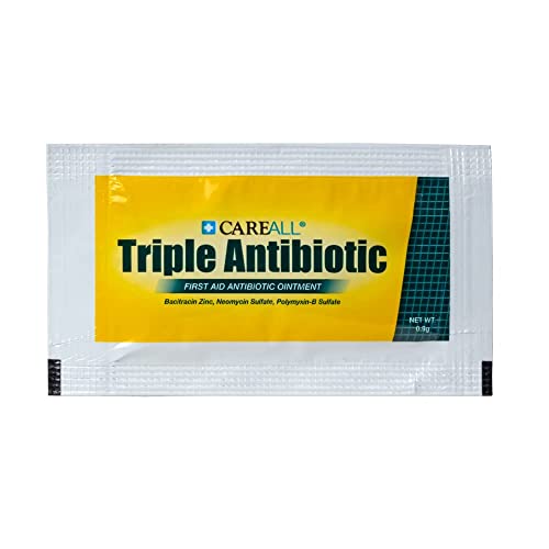CareALL® Triple Antibiotic Ointment 0.9gr Pack of 144 Foil Packets, First Aid Ointment for Minor Scratches and Wounds and Prevents Infection, Compare to The Active Ingredients of Leading Brand.