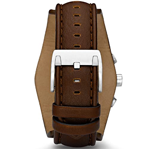 Fossil Men's Coachman Quartz Stainless Steel and Leather Chronograph Watch, Color: Silver, Brown (Model: CH2565)
