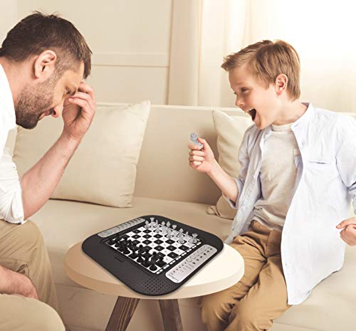 Lexibook Chessman® FX, Electronic Chess Game with Tactile Keyboard and Light and Sound Effects, 32 Pieces, 64 Levels of Difficulty, Family Board Game, Black/Grey, CG1335