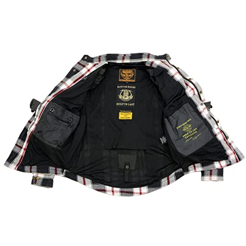 Milwaukee Leather MPM1625 Men's Plaid Flannel Biker Shirt with CE Approved Armor - Reinforced w/Aramid Fibers - 5X-Large Multi