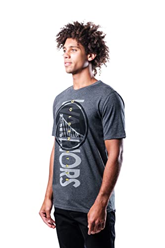 Ultra Game NBA Golden State Warriors Mens Upright Logo Short Sleeve Tee Shirt, Charcoal Heather, Medium