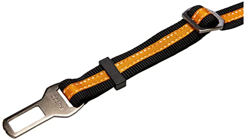 Kurgo Direct To seat belt Tether for Dogs, Universal Car seat belt for Pets, Adjustable Length Dog Safety Belt, quick and Easy Installation, Carabiner clip, Compatible with Any Pet Harness (Orange)