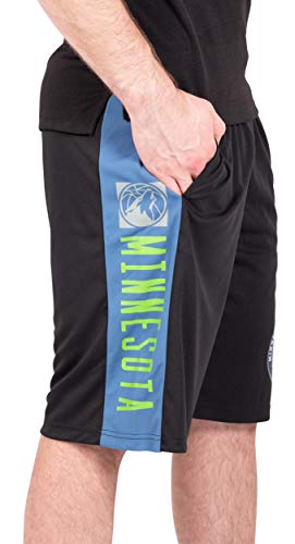 Ultra Game NBA Minnesota Timberwolves Mens Mesh Basketball Shorts, Black, X-Large