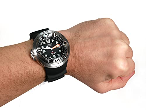 Citizen Men's Eco-Drive Promaster Sea Dive Watch in Stainless Steel with Black Polyurethane strap, Black Dial (Model: BJ8050-08E)