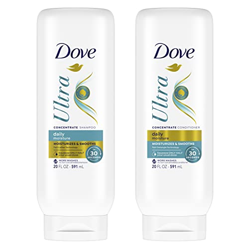 Dove Concentrate Shampoo And Conditioner Set For Dry Hair Moisturizes And Smooths In 30 seconds, 2X More Washes, Combo Pack, 20 fl oz (Pack of 2)