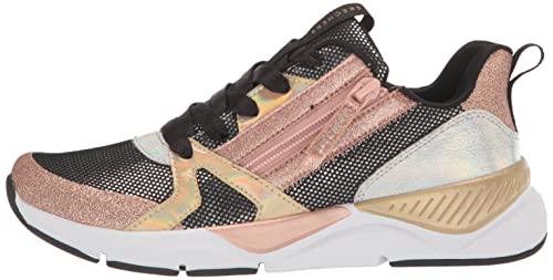 Skechers Kids Street Shine Status 2.0 - Sleek Shin Sneaker, Black/Rose Gold, 6 Big Kid