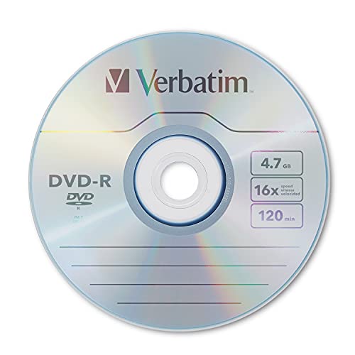 Verbatim DVD-R Blank Discs AZO Dye 4.7GB 16X Recordable Disc - 50 Pack Spindle