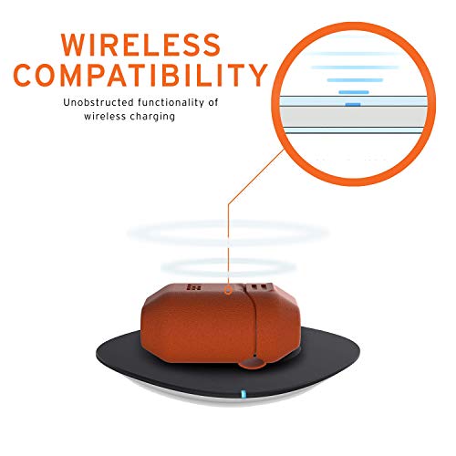 URBAN ARMOR GEAR UAG Compatible with AirPods (1st and 2nd Gen) Case Full-Body Protective Soft-Touch Silicone Case with Detachable Carabiner, Standard Issue Silicone_001, Orange