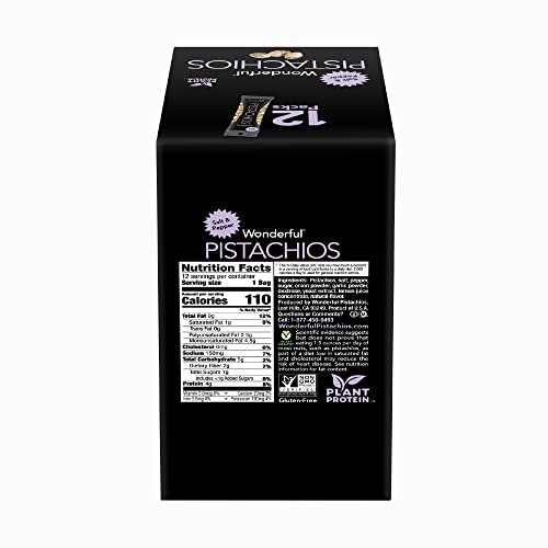 Wonderful Pistachios, In-Shell, Salt and Pepper Nuts, 1.25oz (Pack of 12)