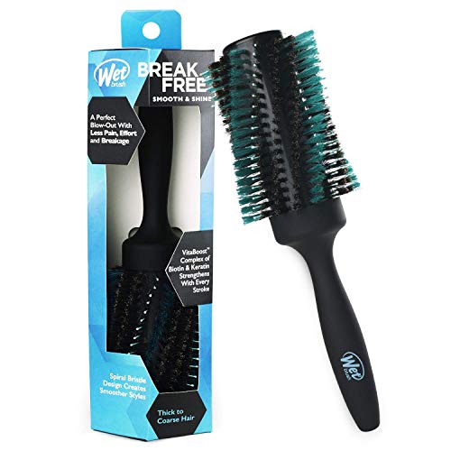Wet Brush Smooth and Shine Round Brush - for Thick to Coarse Hair - A Perfect Blow Out with Less Pain, Effort and Breakage - Spiral Bristle Design Creates Smoother Styles