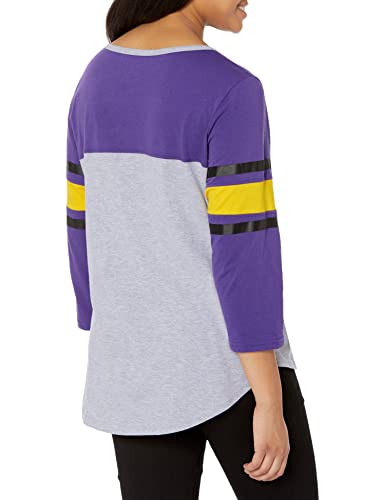 Small Ultra Game NBA Los Angeles Lakers Womens T-Shirt Raglan Baseball 3/4 Long Sleeve Tee Shirt, Team Color