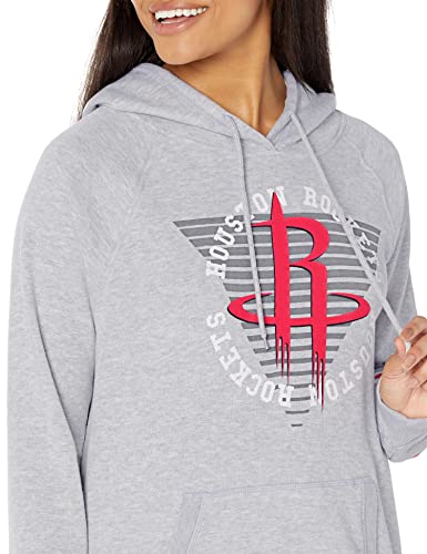 Ultra Game NBA Houston Rockets Womens Soft Fleece Pullover Hoodie Sweatshirt With Varsity Stripe, Heather Gray, Large