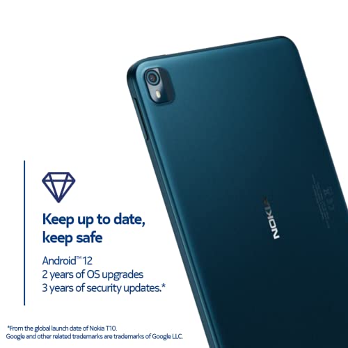 Nokia T10 | Android 12 | 8-Inch Screen | Tablet | US Version | 4/64GB | 8MP Camera | Ocean Blue