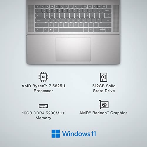 Dell Inspiron 16 5625 Small Thin and Light Portable Laptop - 16 inch FHD+ (1920 x 1200) Display, AMD Ryzen 7 5825U, 16GB DDR4 RAM, 512GB SSD, Radeon Graphics, Bluetooth, Windows 11 Pro - Silver