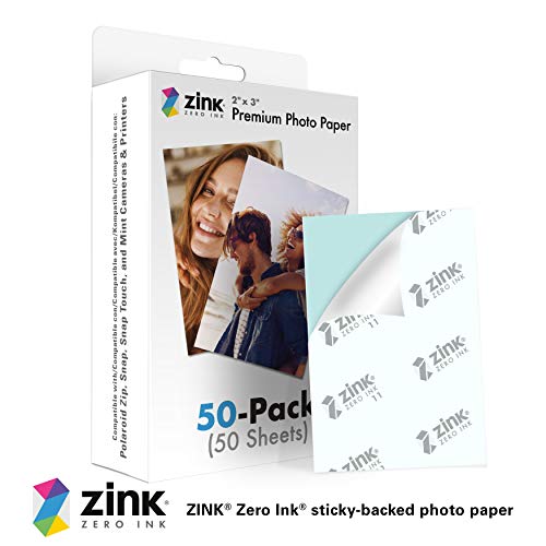 Zink 2'x3' Premium Instant Photo Paper (50 Pack) Compatible with Polaroid Snap, Snap Touch, Zip and Mint Cameras and Printers, 50 count (Pack of 1)