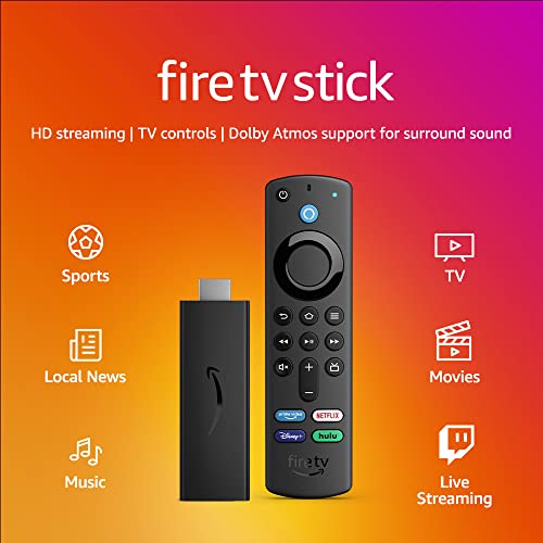 Fire TV Stick with Alexa Voice Remote (includes TV controls), free and live TV without cable or satellite, HD streaming device