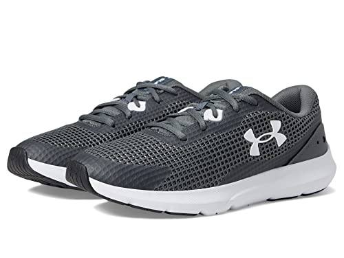 Under Armour Women's Surge 3 Sneaker, (106) Pitch Gray/White/White, 6