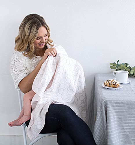 SwaddleDesigns Large Receiving Blanket, Ultimate Swaddle for Baby Boys, Girls, Softest US Cotton Flannel, Best Shower Gift, MADE in USA, Sterling Mod Circles on Soft Pink, Mom’s Choice Winner