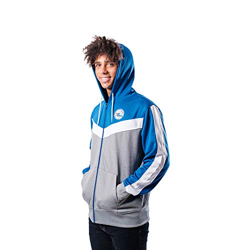Ultra Game NBA Philadelphia 76ers Mens Soft Fleece Full Zip Jacket Hoodie, Team Color, Medium
