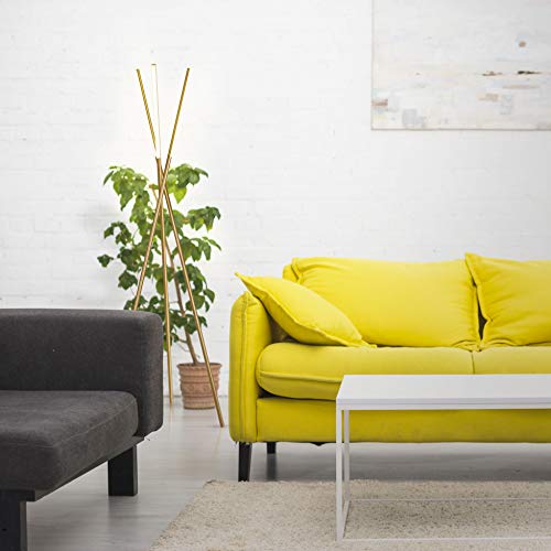 Brightech Stix LED Tripod Floor Lamp for Living Room - Dimmable Modern Standing Lamp, with 3 Lights for Bedroom - Contemporary Office Lighting- Gold / Antique Brass