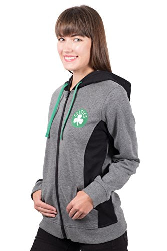 NBA Boston Celtics Women's Full Zip Hoodie Sweatshirt Jacket Dime, Small, Charcoal