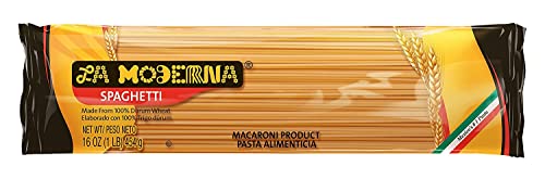 La Moderna Spaghetti Pasta, Noodles, Durum Wheat, Protein, Fiber, Vitamins, 16 Oz, Pack of 20