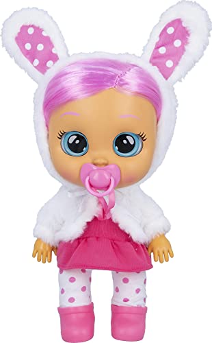 Cry Babies Dressy Coney - 12' Baby Doll | Pink Dress, Bunny Themed White Fluffy Jacket