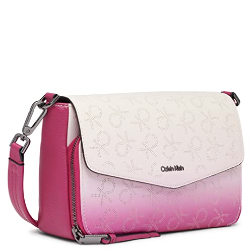 Calvin Klein Ava Novelty Demi Shoulder Bag, Raspberry Multi Perf Logo