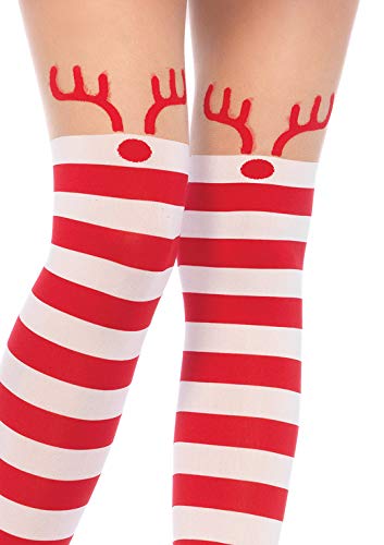 Leg Avenue Women's Rudolph Pantyhose, Red/White Reindeer, One Size