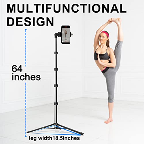 64 Inch Phone Tripod, Selfie Stick Tripod with Wireless Remote, Phone Tripod Stand Group Selfies/Live Streaming/Video Recording Compatible with All Cellphones…
