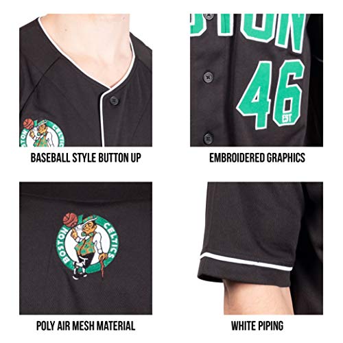 Ultra Game NBA Portland Trail Blazers Mens Mesh Button Down Baseball Jersey Tee Shirt, Black, Medium