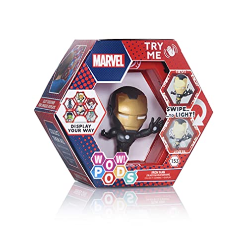 WOW! PODS Avengers Collection - Limited Edition Metallic Ironman | Superhero Light-Up Bobble-Head Figure | Official Marvel Collectable Toys and Gifts,Metallic Iron Man,4 inches