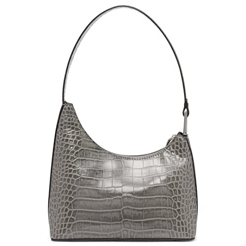 Calvin Klein Holly Top Zip Shoulder Bag, Steel Grey Croco,One Size