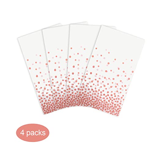 Gexolenu,4 Pack, White and Rose Gold Tablecloth Plastic, Table Cover for Parties, Dot Confetti Pattern Table Cloths for Rectangle Tables, Fit for All Birthday Party, Wedding, Anniversary, 54' x 108'