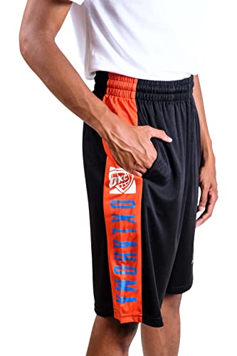 Ultra Game NBA Oklahoma City Thunder Mens Mesh Basketball Shorts, Black, XX-Large