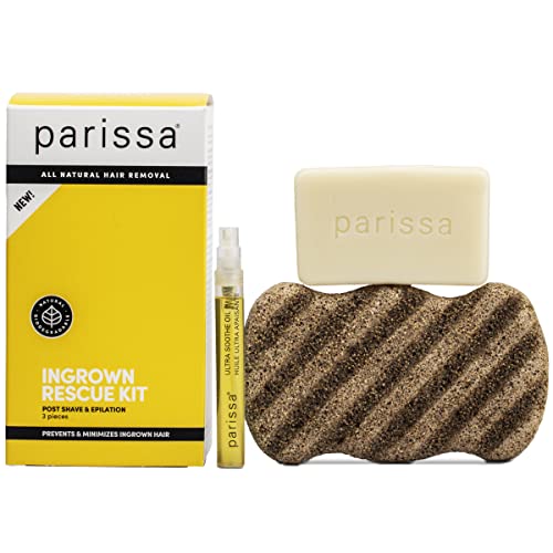 Parissa Ingrown Rescue Kit, Post-Hair Removal Treatment for Ingrown Hair and Razor Bumps, 3 Step Kit to Cleanse, Exfoliate, and Moisturize