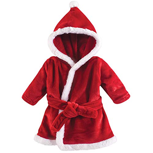 Hudson Baby Unisex Baby Plush Animal Face Bathrobe, Santa, 0-9 Months